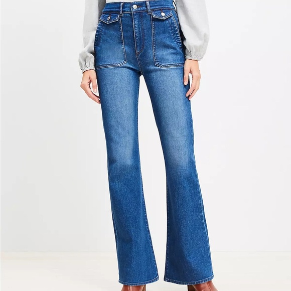 Loft Utility High Rise slim flare jeans - Picture 1 of 13
